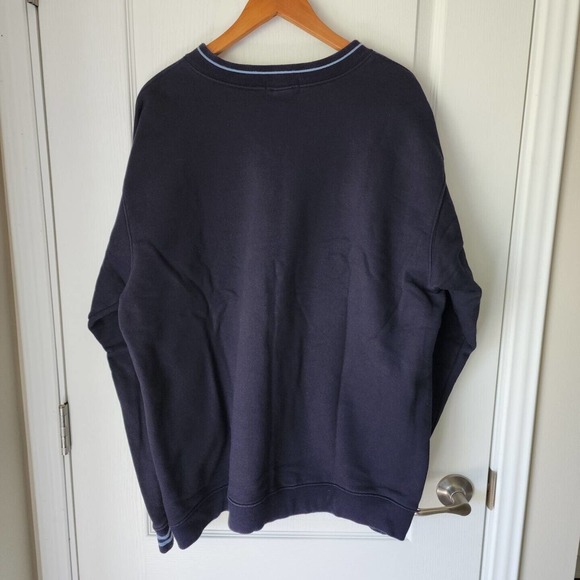IZOD Mens Size L Oversized Vneck Pullover Sweatshirt Navy Blue - Picture 3 of 3